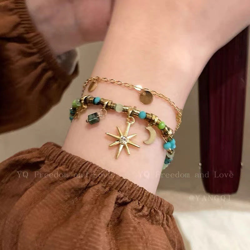 Vintage Beaded Twin Bohemian Sunflower Light Bracelet