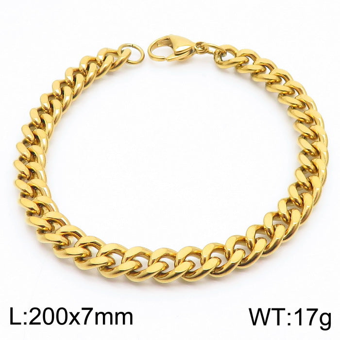 Men's Fashion Side Flat Chain Stainless Steel Bracelets