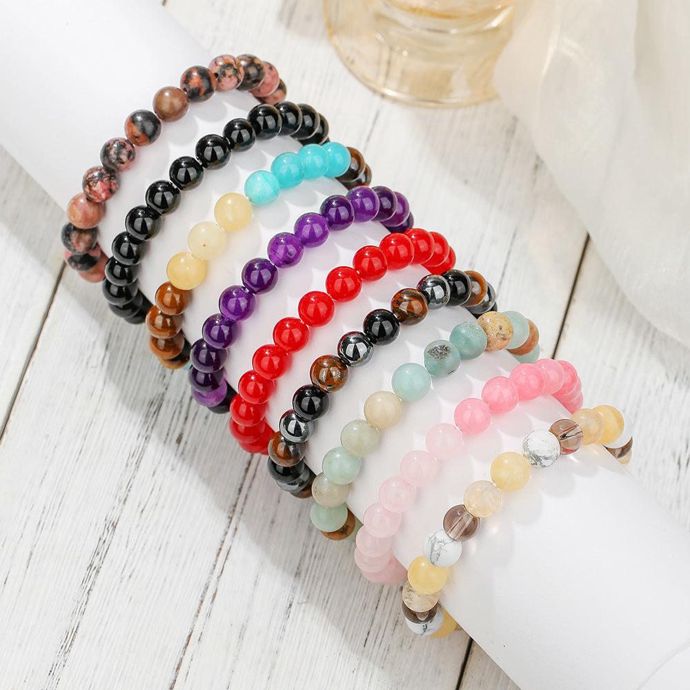 Fashion Natural Stone Tigereye Pink Crystal Bracelet