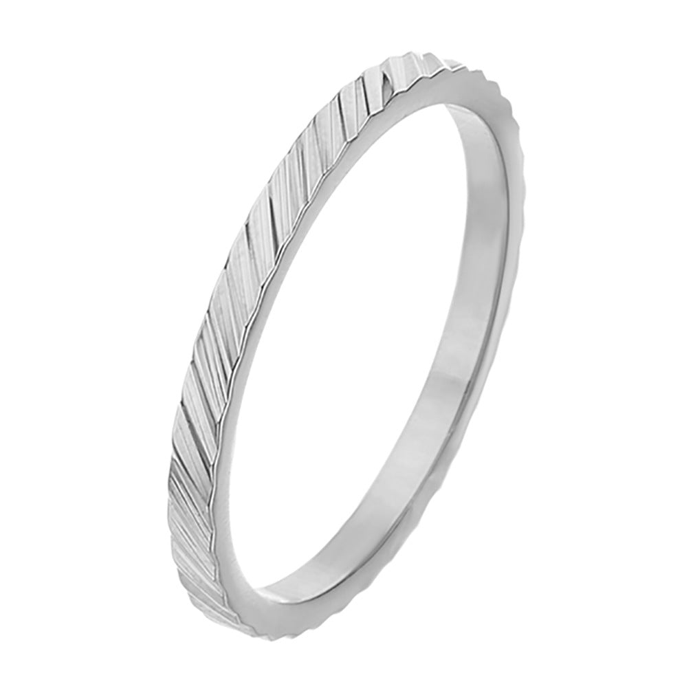 Design Sense Minority Simple Stainless Steel Wheat Rhombus Batch Flower Rings