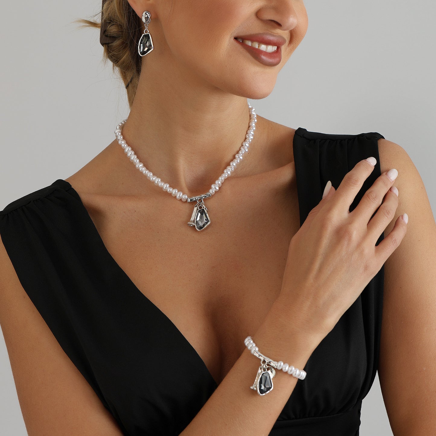 Crystal Suit Simple Fashion Imitation Pearl Daily Earrings