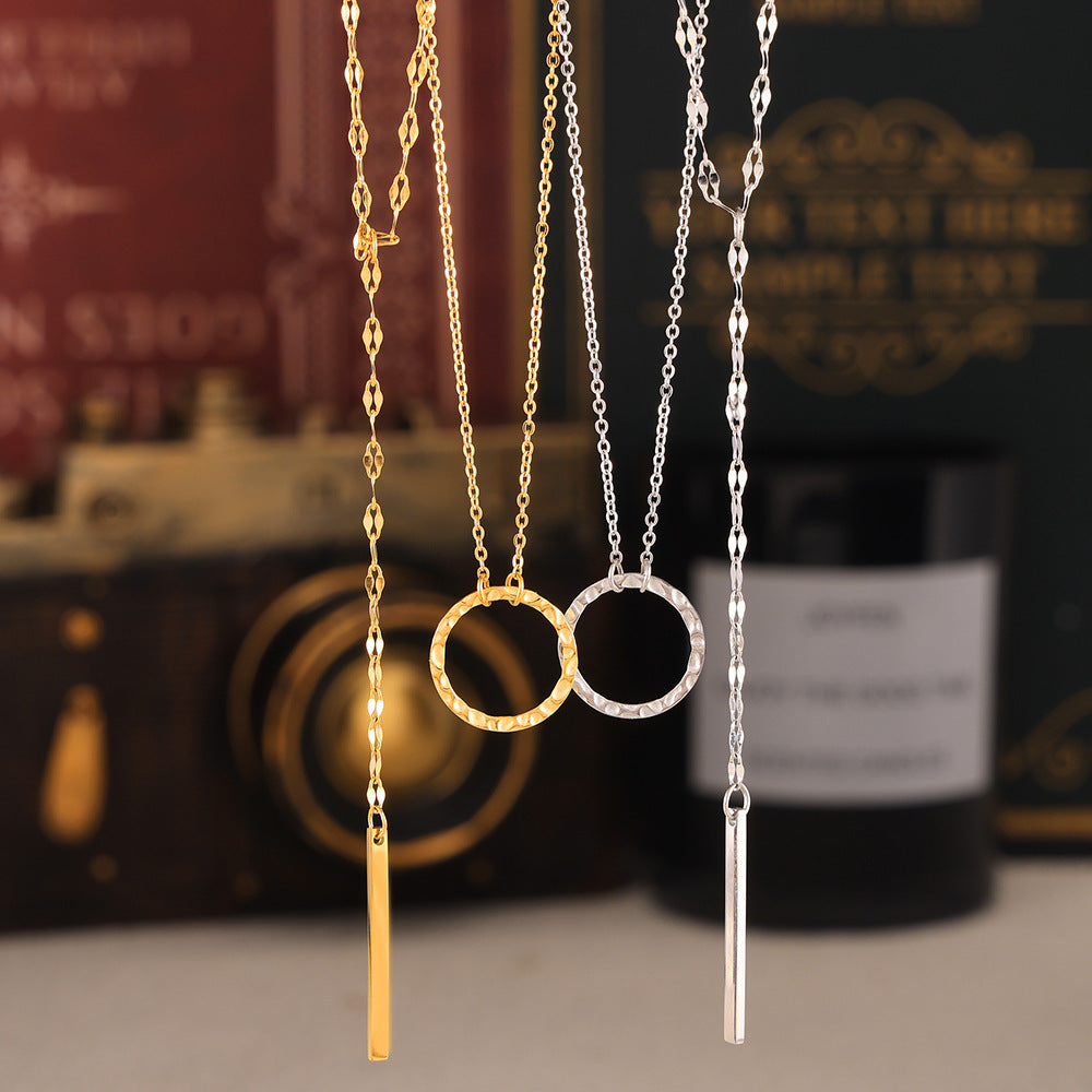 Style Simple Geometric Elements Y-shaped Tassel Stackable Wear Cold Titanium Necklace