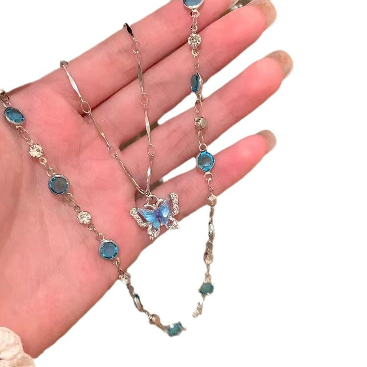Summer Cool Butterfly Female Light Luxury Minority Flash Exquisite Clavicle Necklace