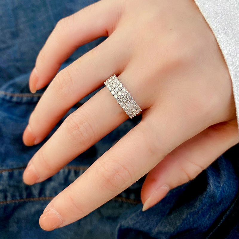 Shi Round Zircon Combination Arrangement Affordable Luxury Style Fine Elegant Rings