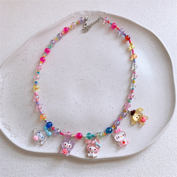 Children's Cartoon Princess Colorful Beaded Short Jewelry Necklaces