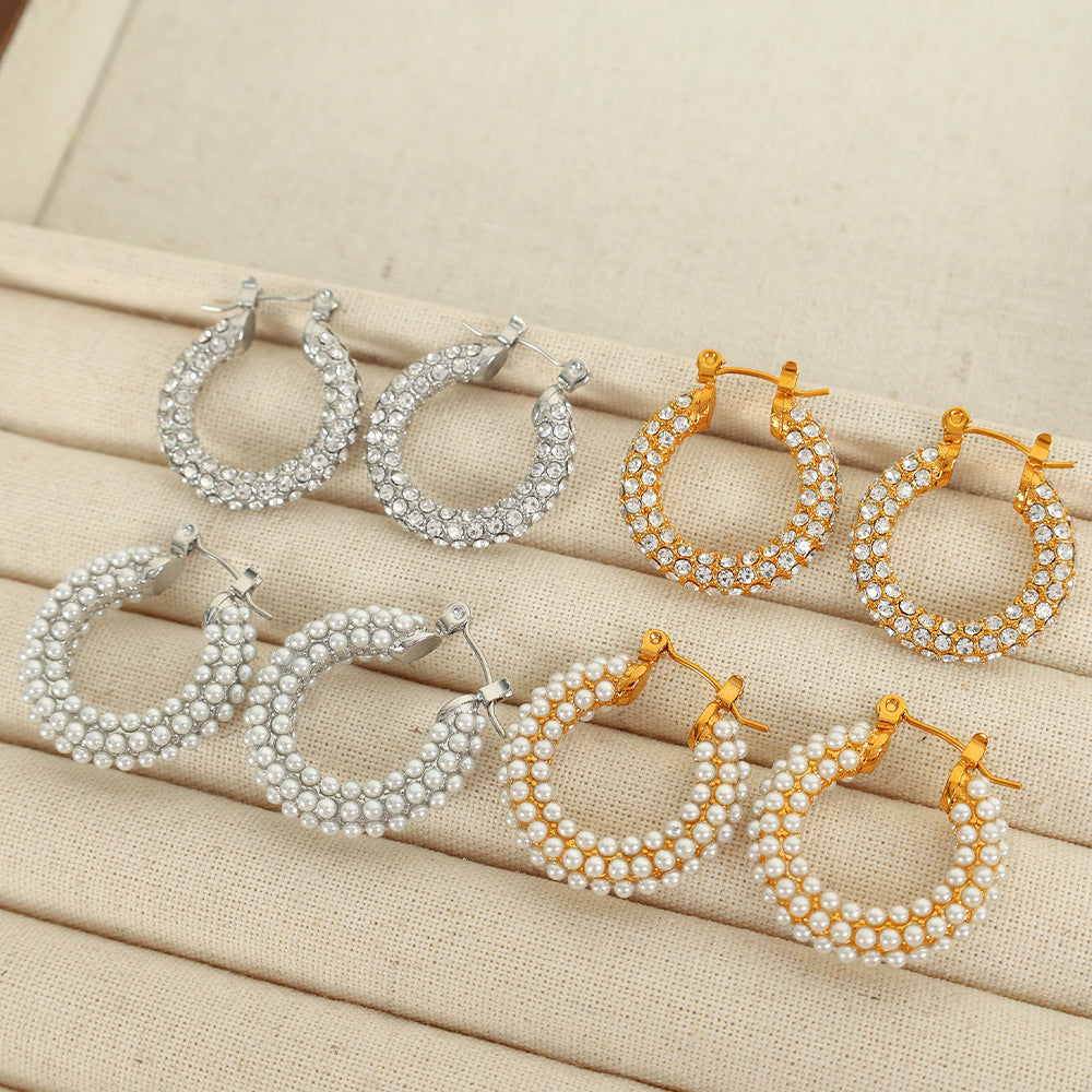 Women's Rhinestone Ear Special Interest Light Luxury Fashion Stainless Earrings