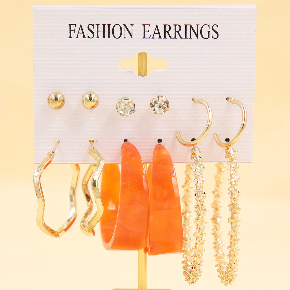 Women's Color Resin Leopard Print Pairs Retro Fashion Earrings