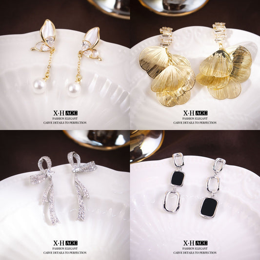 Elegant Zircon Butterfly Tassel Gentle Stylish Personality Stud Earrings