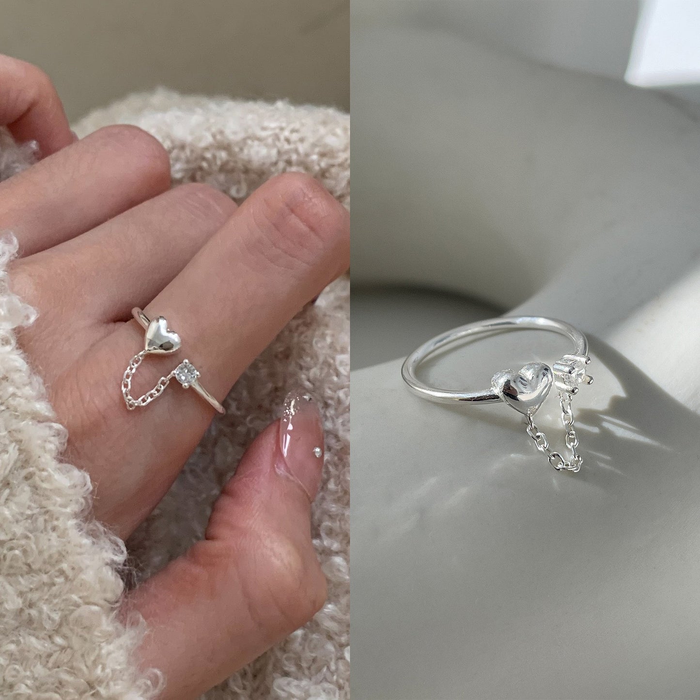 Women's Pull-out Adjustable Retro Fashion Flower Tassel Chain Ring