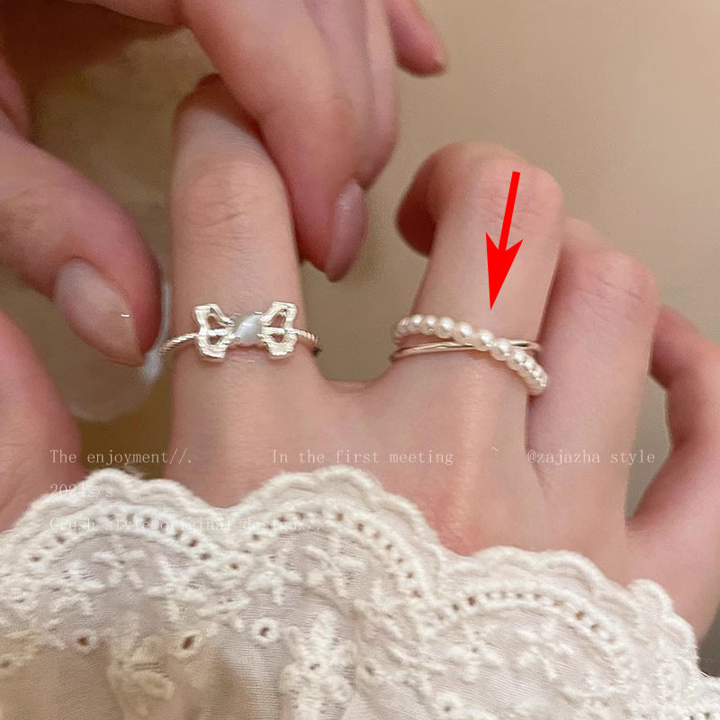 Pearl Zircon Butterfly Female Niche High-grade Light Luxury Couple Temperament Ring