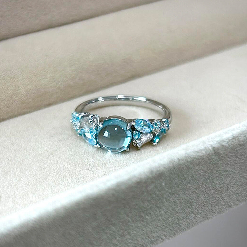 Female Glass Texture Palace Style Fresh Rings