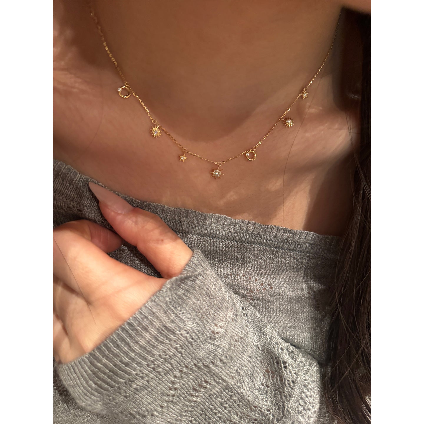 Style Mo Sun Moon Star Low-key Exquisite Tassel Clavicle Chain Necklaces
