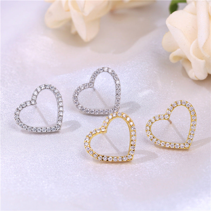 Women's Plaid Copper Inlaid Zircon Electroplated Creative Style Earrings