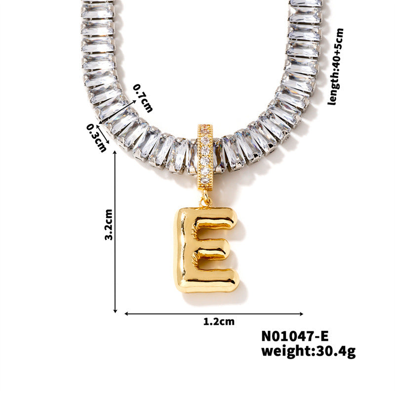 Zircon Letter English High Sense Simple Necklaces