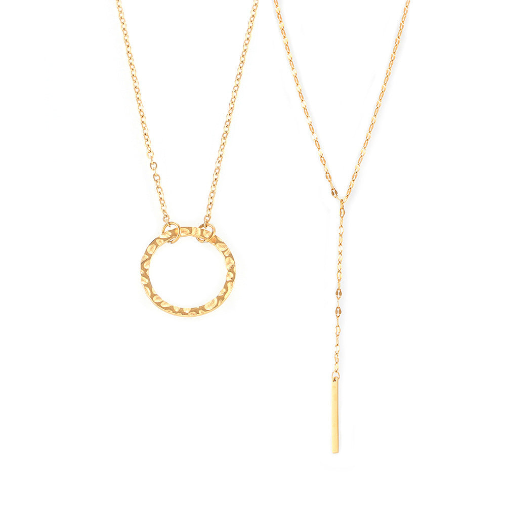 Style Simple Geometric Elements Y-shaped Tassel Stackable Wear Cold Titanium Necklace