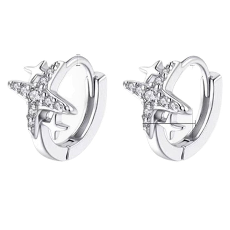 Zircon Female Cross Ear Clip High Class Elegant Niche Design Earrings