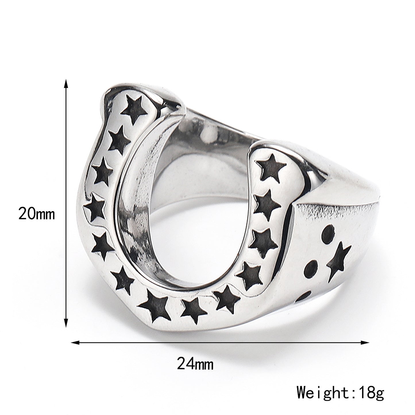 Men's Stainless Steel Six-pointed Star Domineering Five-pointed Ring