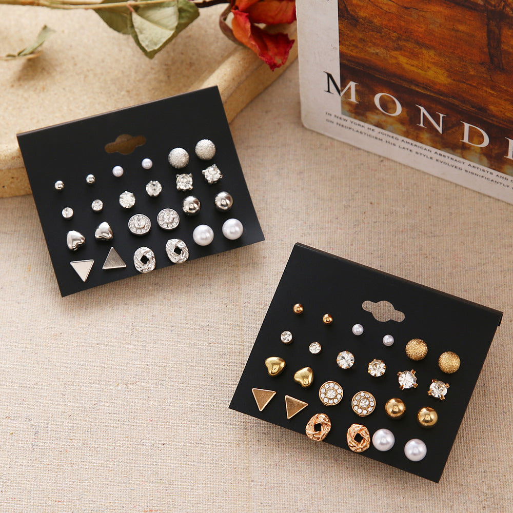 Korean Fashion Simple Pairs Pearl Heart Rings