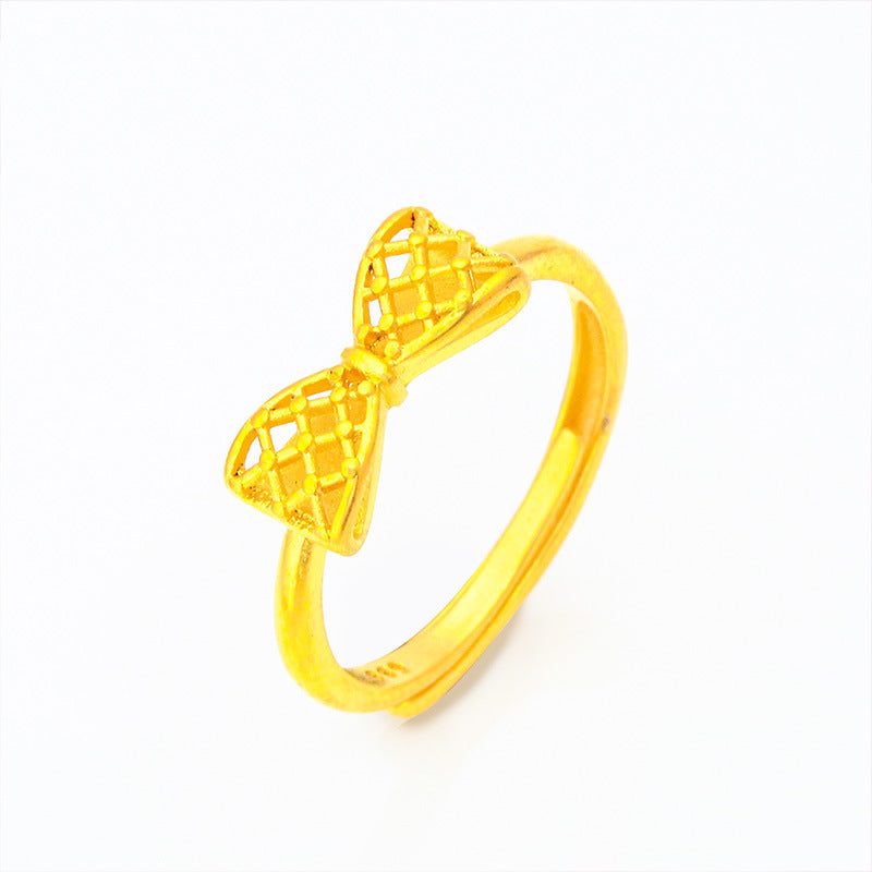 Women's Vietnam Placer Gold Fashion Bowknot Open Rings