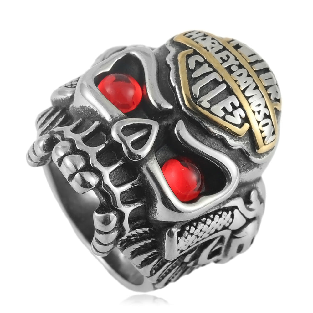 Men's Titanium Steel Skull Trendy Personality Punk Vintage Stainless Ring