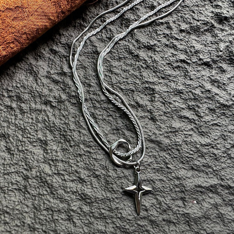 Women's & Men's Gager Stainless Steel Simple Star Design Clavicle Chain Pendants