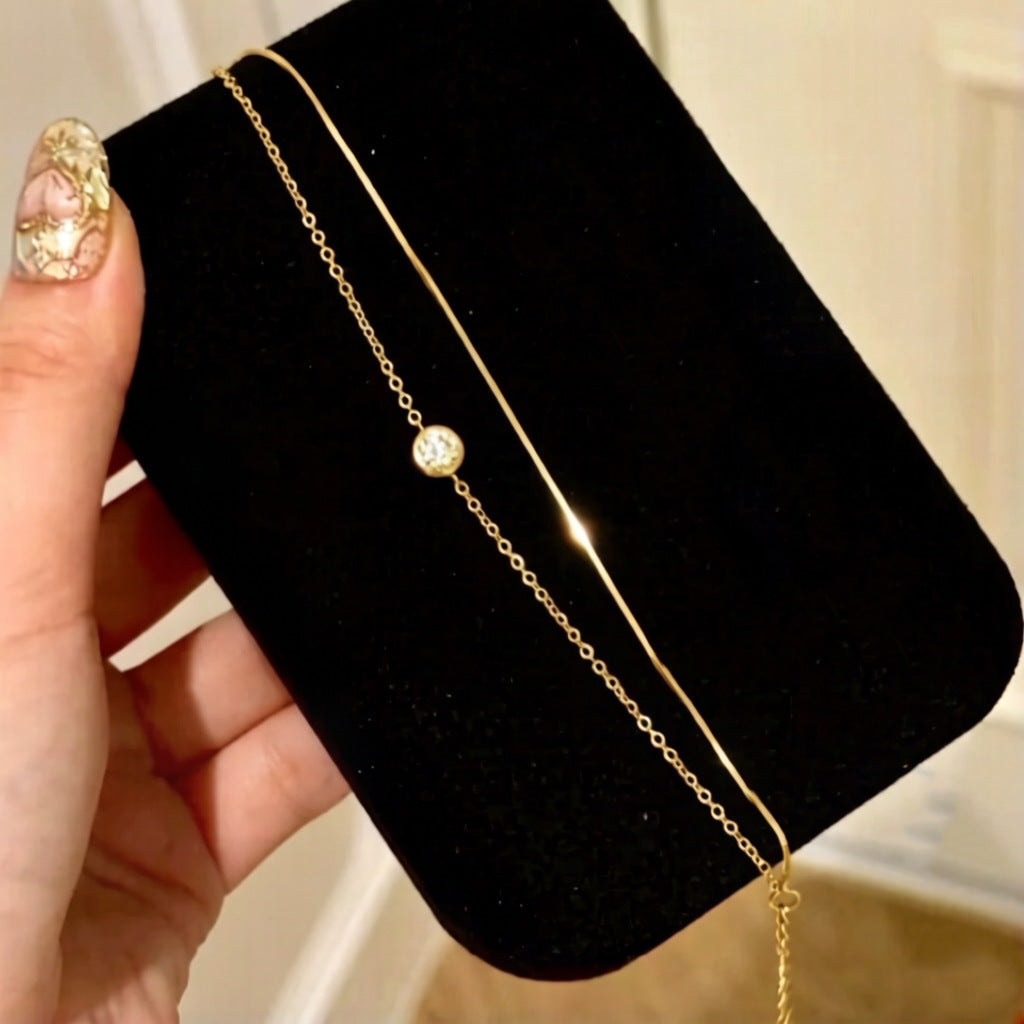 Gold Micro Inlaid Zircon Bubble Light Bracelets