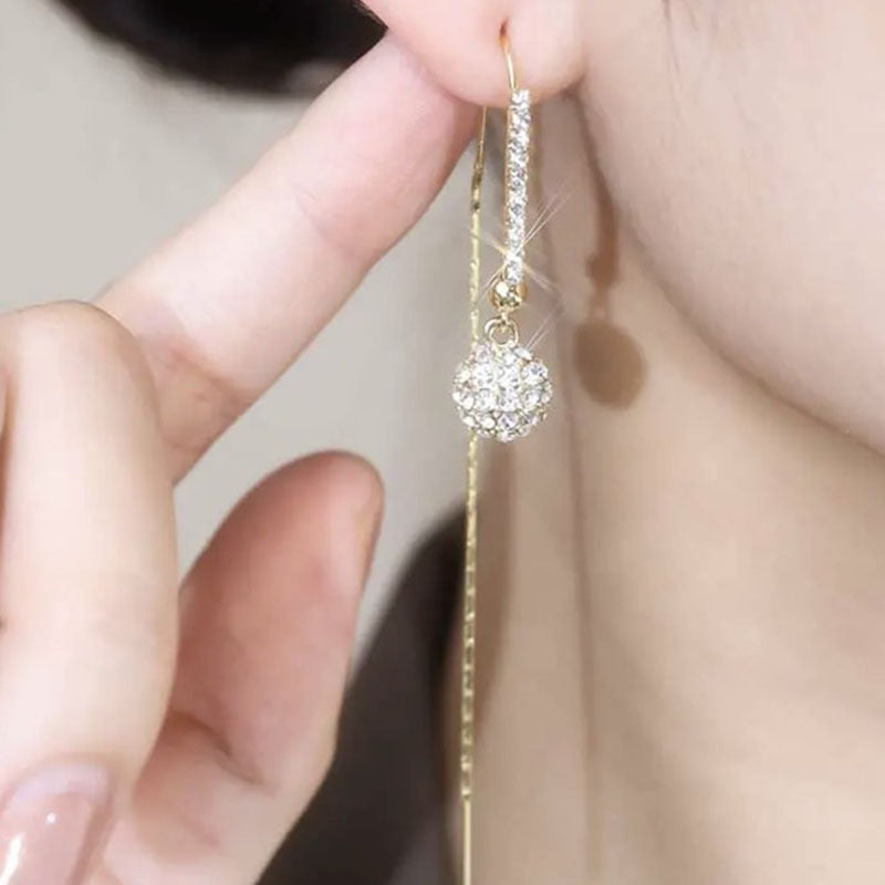 Trendy Niche Design Full Diamond Ball Female Temperament Ear Line