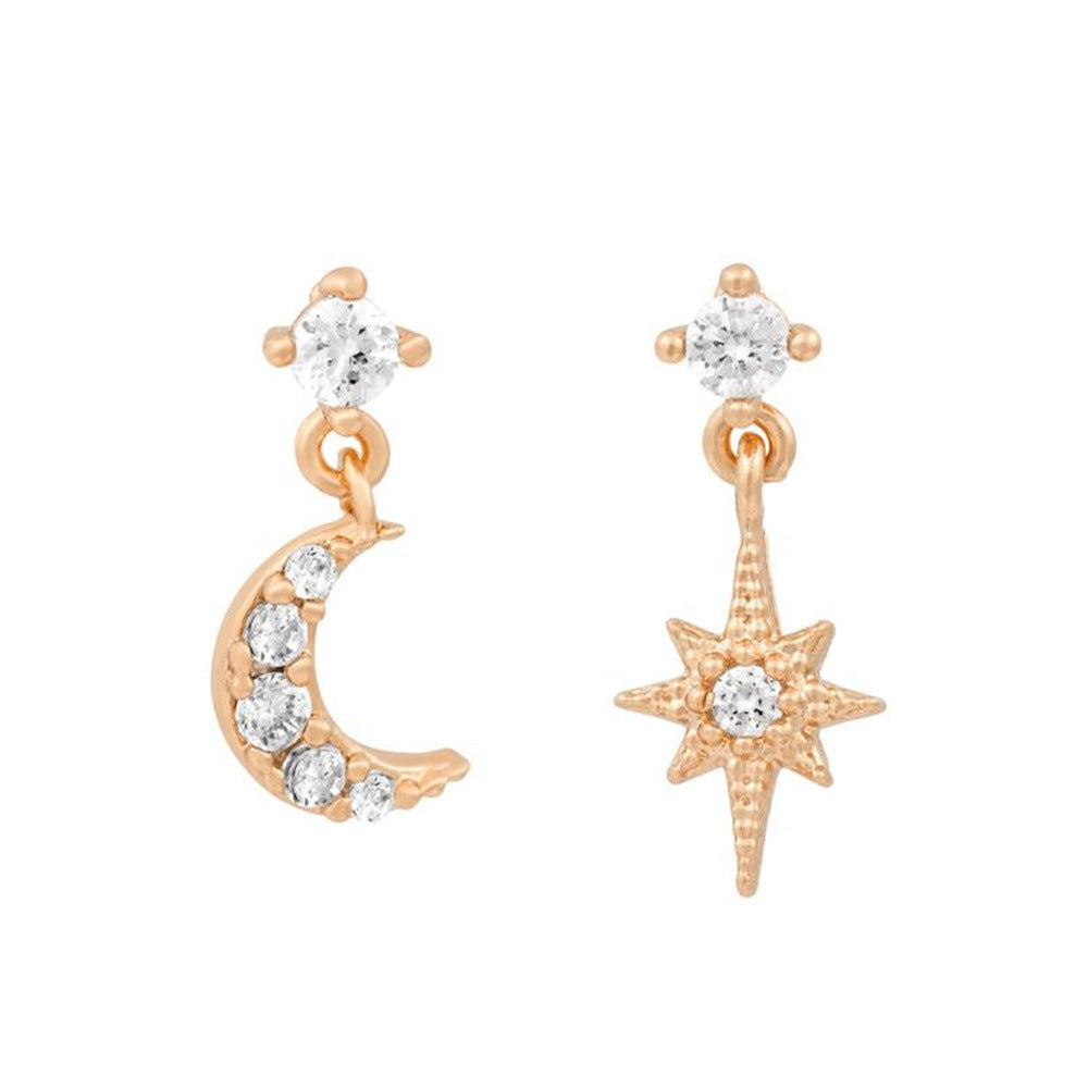 Moon The Stars Asymmetric Ear Real Rings