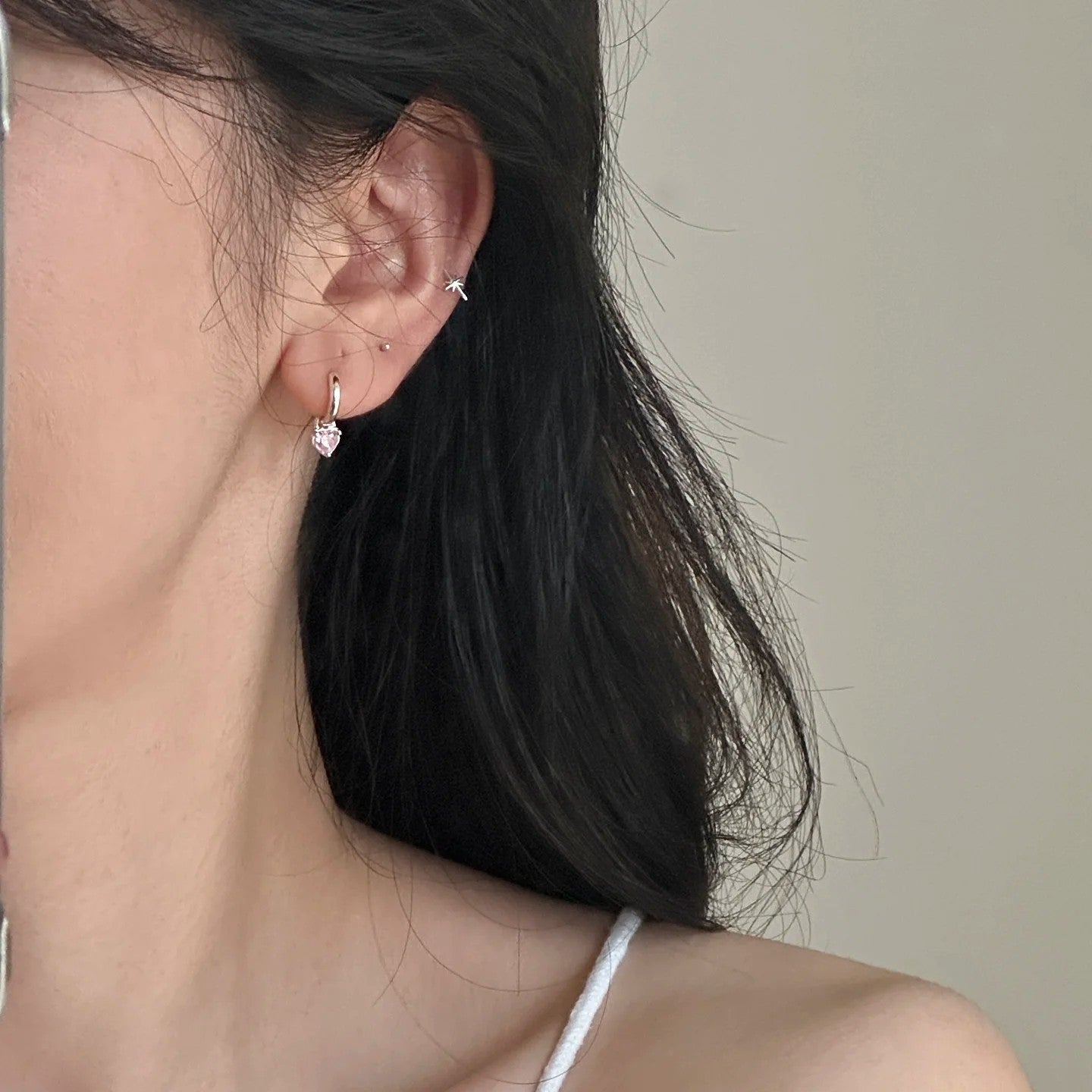 Loving Heart Zircon Clip Sweet Cool Cold Wind Simple Wild Ear Buckle