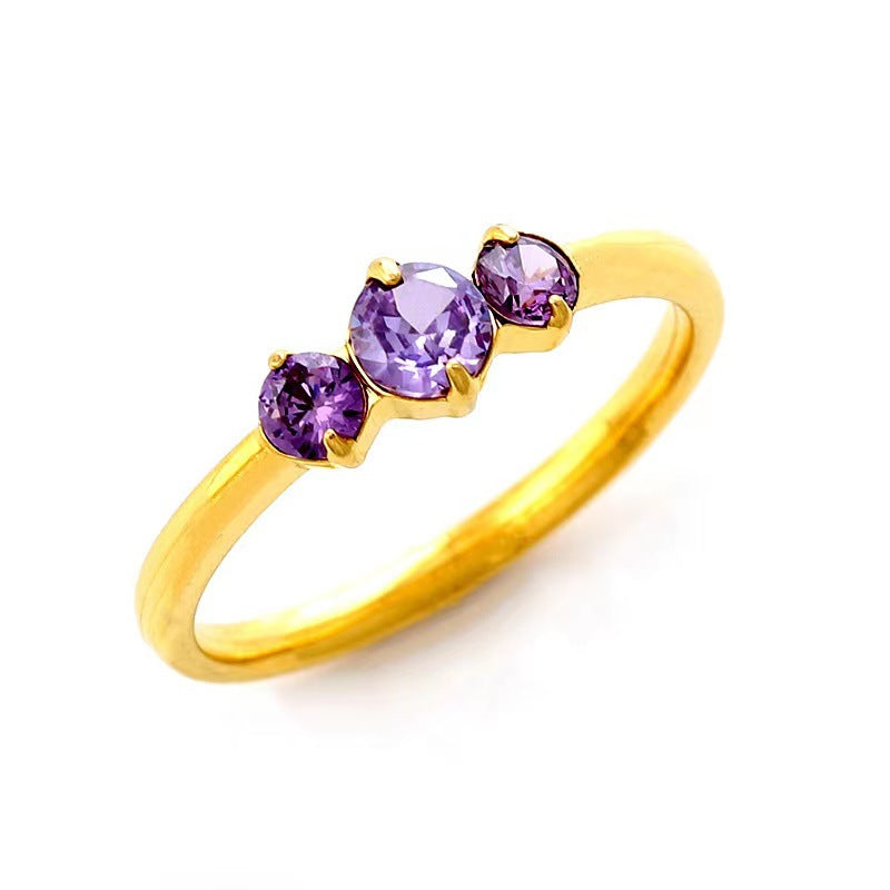 Luxury Color Colorful Crystals Self-discipline Female Niche Rings