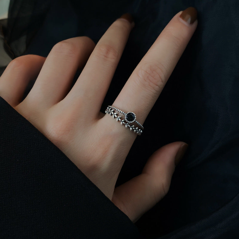 Black Zircon Female Hip Hop Fashion Personality Rings