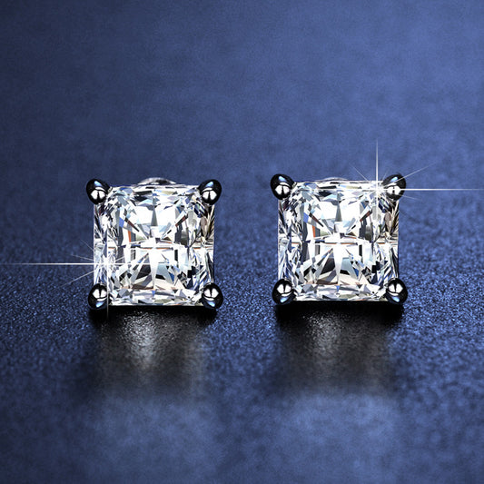 Zircon Simple Temperament Square Female Ear Rings