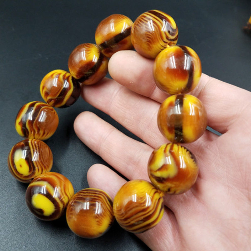 Beeswax Yellow Chicken Grease Color Barrel Beads Round Bracelet