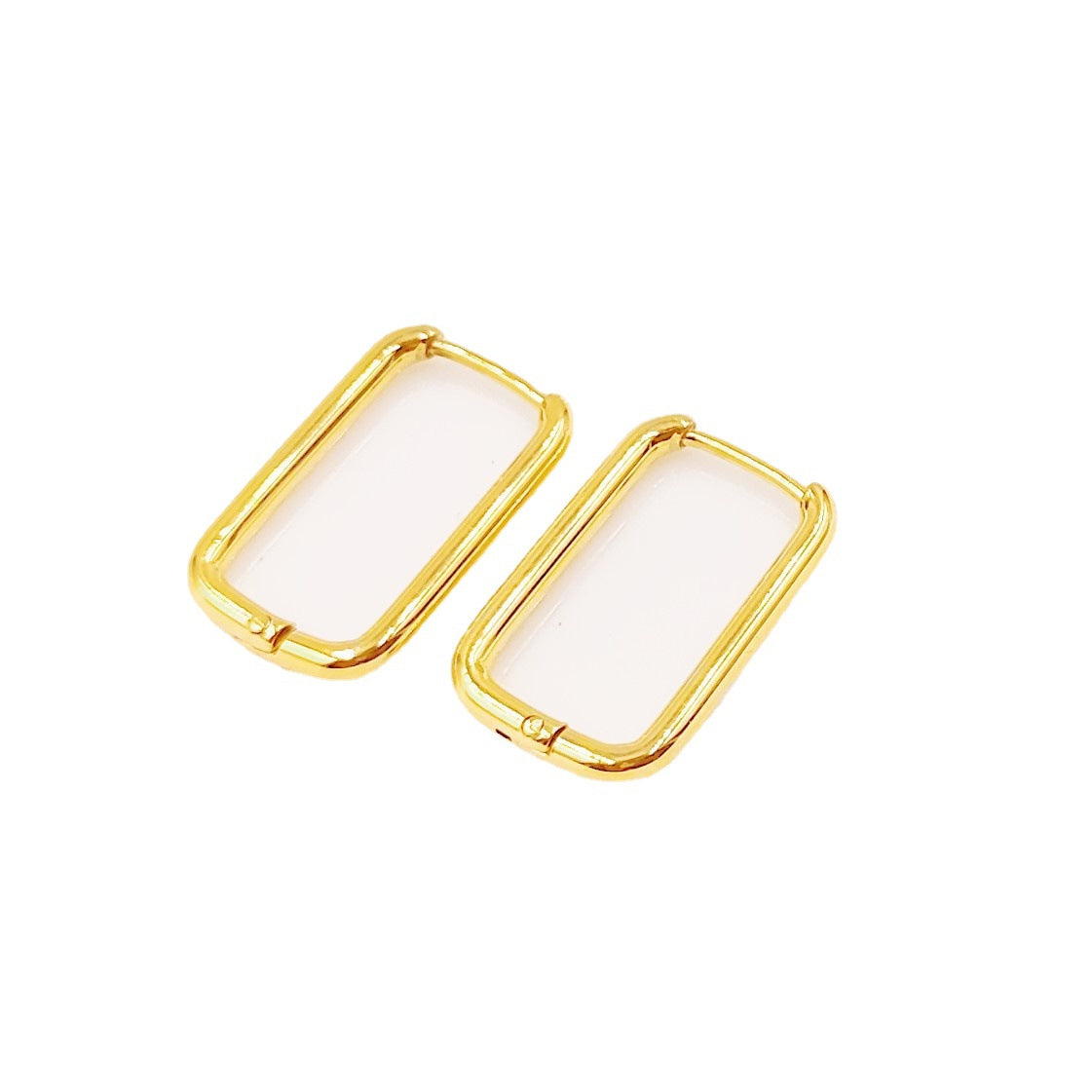Women's Electric Gold Rectangular Clip Titanium Steel Earrings