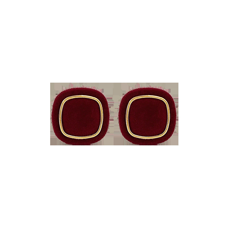 Women's Red Flocking Geometric Ear Fashion Elegant Wild Niche Rings