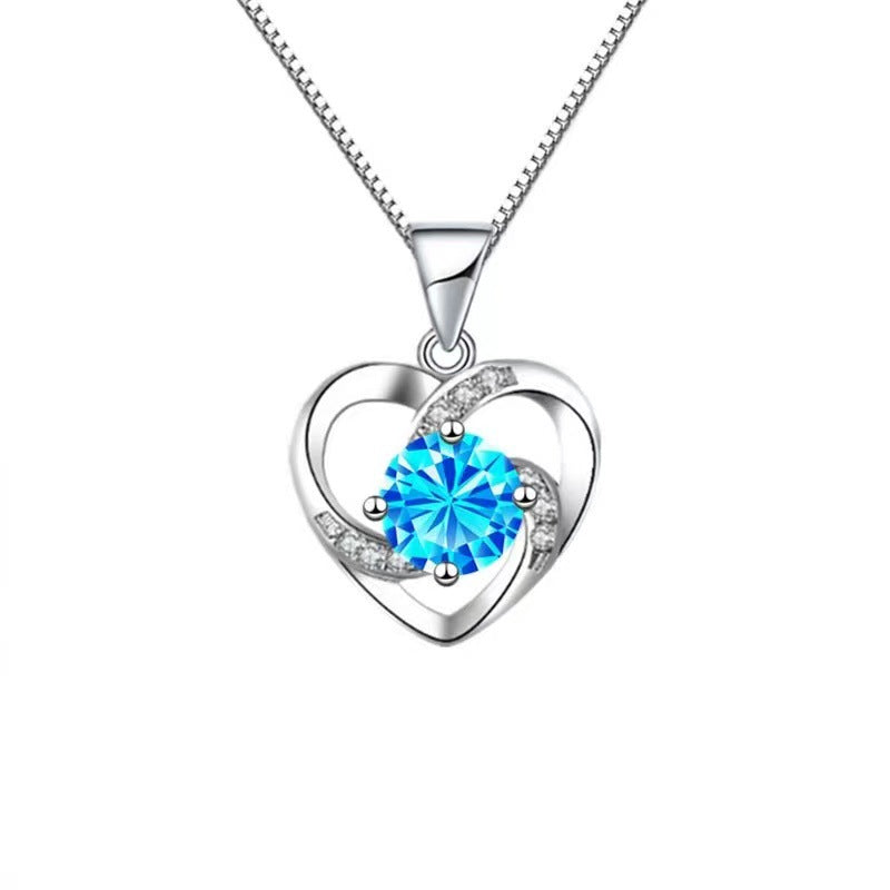 Gem Female With Hearts Colorful Inlaid Diamond Design Necklaces