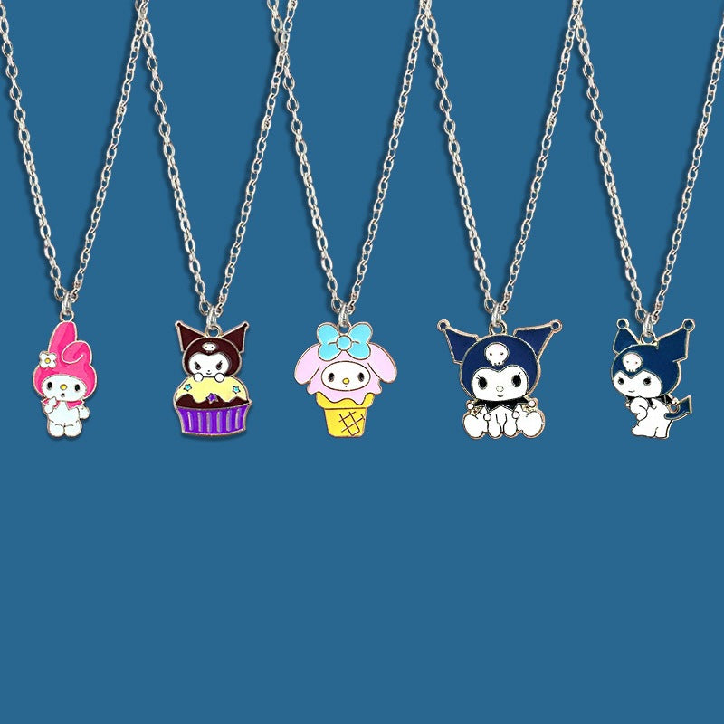 Summer Girlfriends Messenger Sisters Pair Clow Necklaces