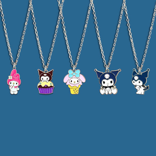 Summer Girlfriends Messenger Sisters Pair Clow Necklaces