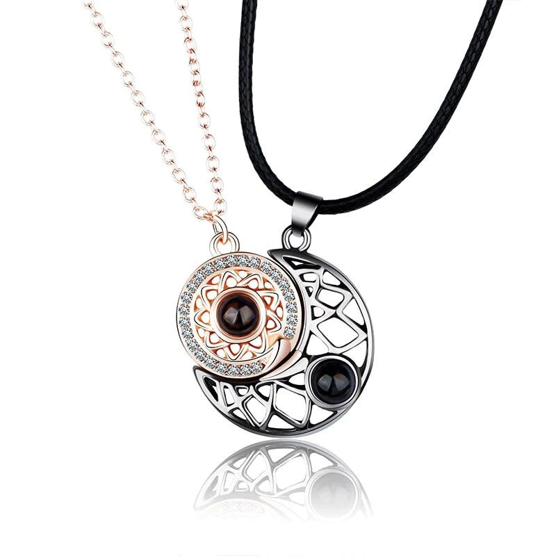 Women's & Men's Love Sun Moon Couple Projection One Necklace