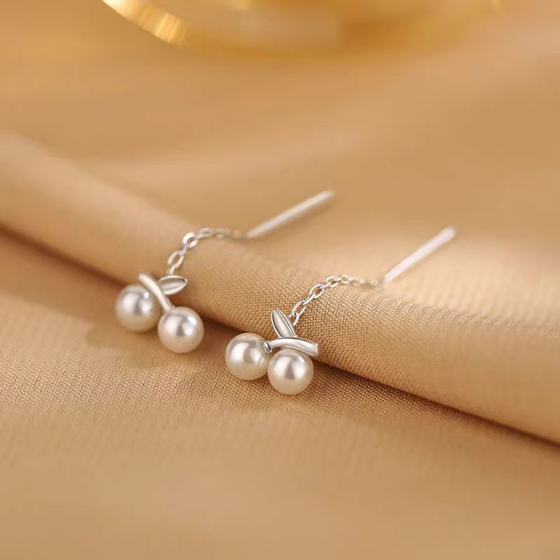 Needle Pearl Cherry Light Luxury Minority Ear Line