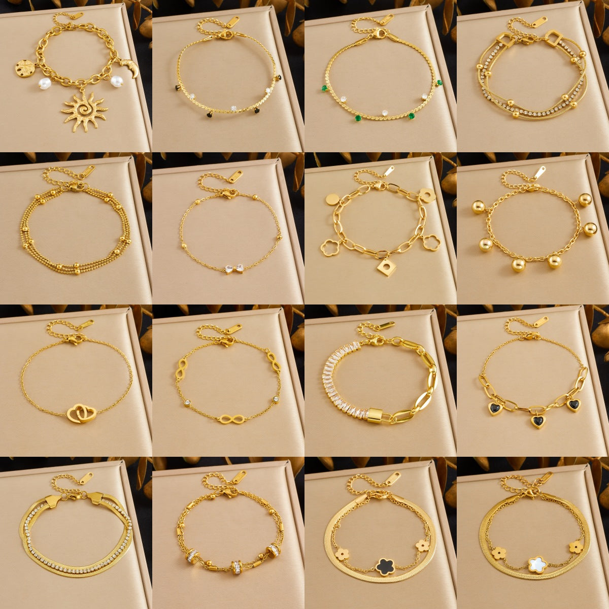 Stainless Steel Exaggerated Design Love Heart Flowers Gold-plated Pendants