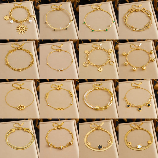 Stainless Steel Exaggerated Design Love Heart Flowers Gold-plated Pendants