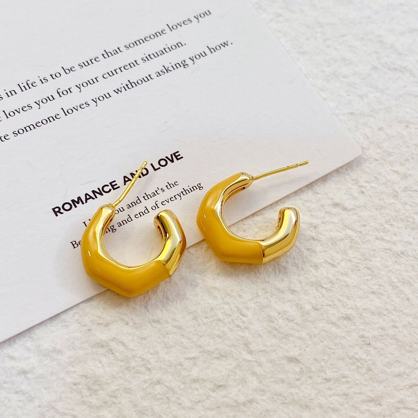 Plated Real Gold Ginger Flower Enamel Drip Glazed Female Sweet Earrings