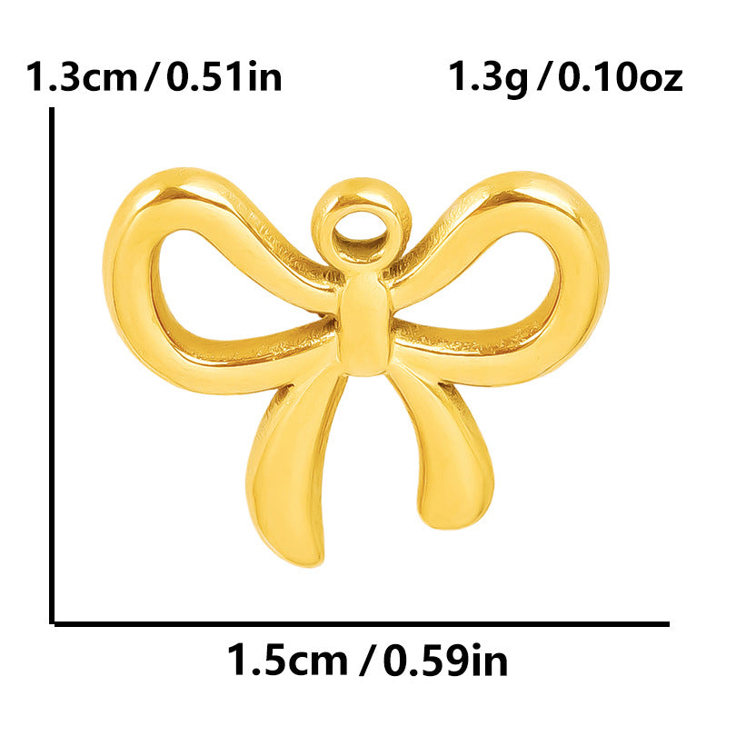 Stainless Steel Golden Bow Fashion Ornaments Pendants