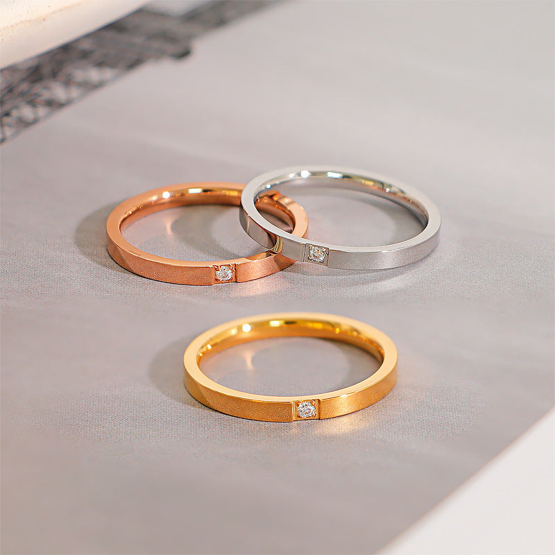 No Fading Diamond Simple Female Gold Plated Zircon Index Rings