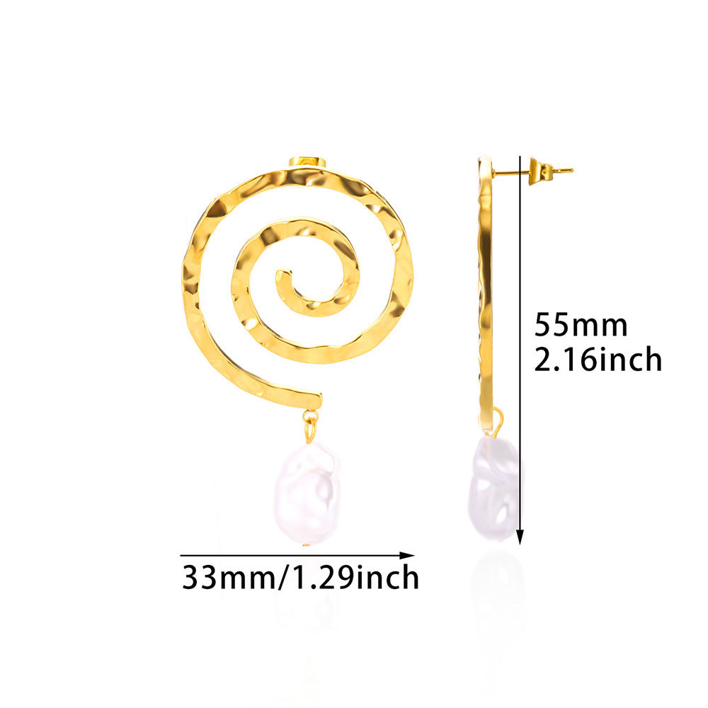 Wind Fashion Imitation Pearl Gold Stainless Steel Female Earrings