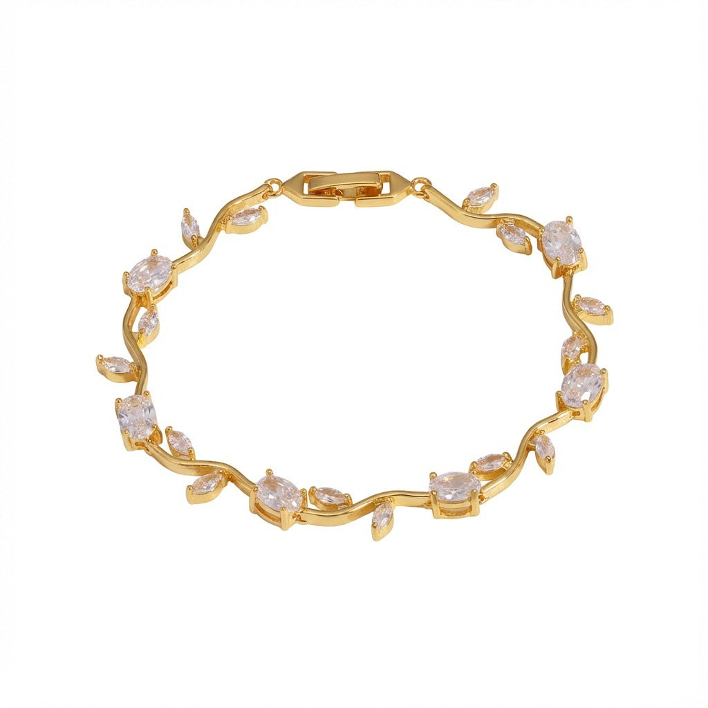 Green Copper Inlaid Zircon Light Luxury High-grade Bracelet