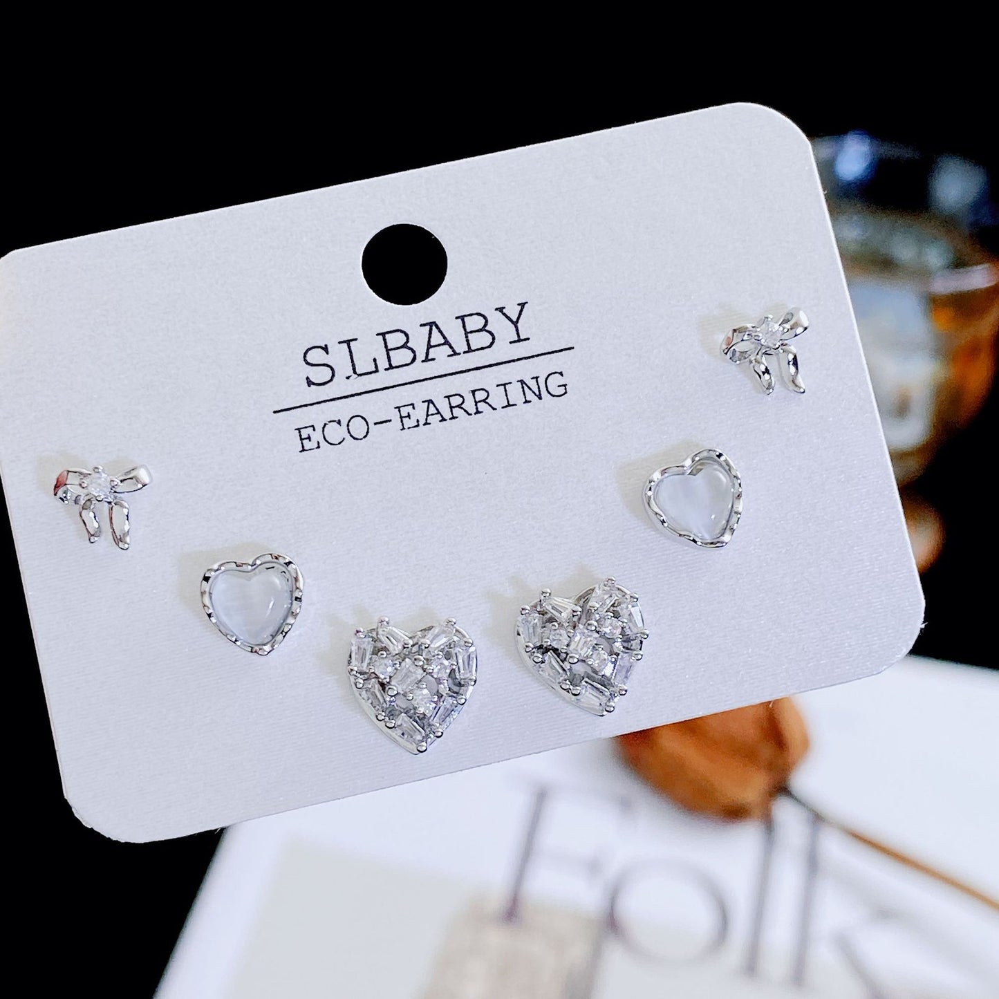 Women's Needle Simple Series Three Pairs Storage Ear Rings