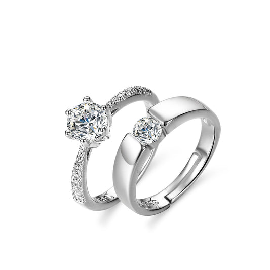 Women's Korean Style Diamond Simulation Personality Couple Ring