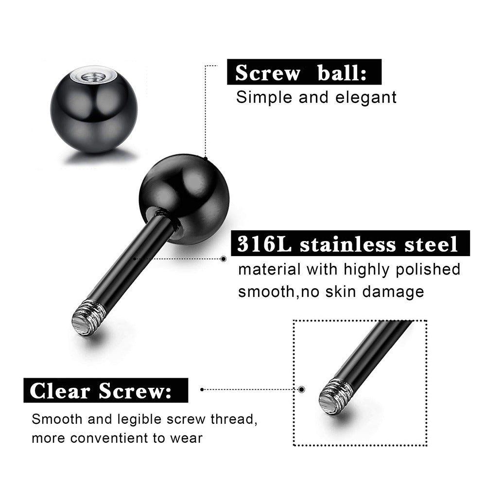 Steel Rod Dumbbell Ball Ear Bone Stud Earrings